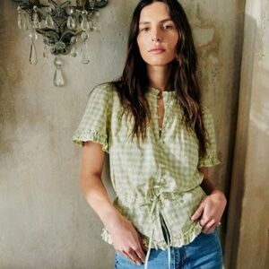 Sezane Shenali Shirt (Sun-embroidered Vichy - Size 6)